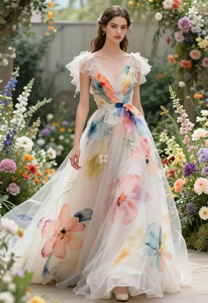 18 Colorful Floral Wedding Gowns to Brighten Your Big Day (Get Ready to Love #3!) - 6. Whimsical Watercolor Florals 1