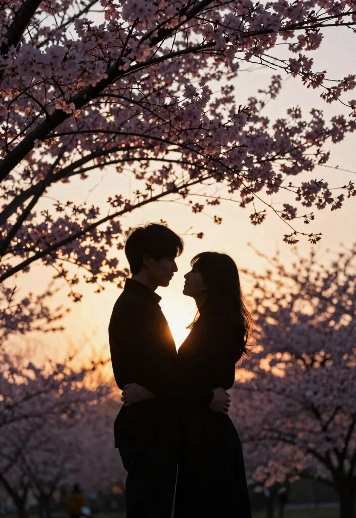 18 Gorgeous Cherry Blossom Wedding Photos That Will Make You Fall in Love Again! - 12. Dreamy Couple Silhouettes 1