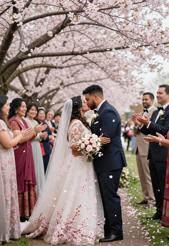 18 Gorgeous Cherry Blossom Wedding Photos That Will Make You Fall in Love Again! - 15. Multi-Cultural Cherry Blossom Themes 1