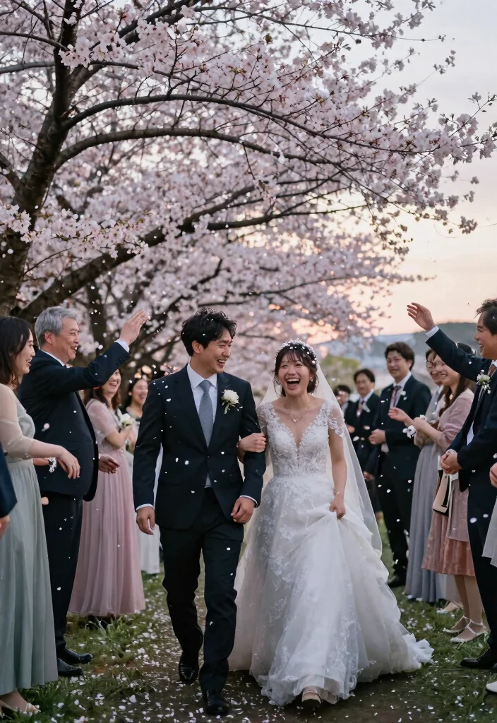 18 Gorgeous Cherry Blossom Wedding Photos That Will Make You Fall in Love Again! - 17. A Lasting Impression with Exit Photos 1