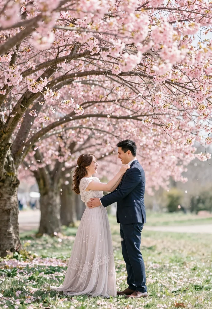 18 Gorgeous Cherry Blossom Wedding Photos That Will Make You Fall in Love Again! - 6. Romantic Candid Moments 1