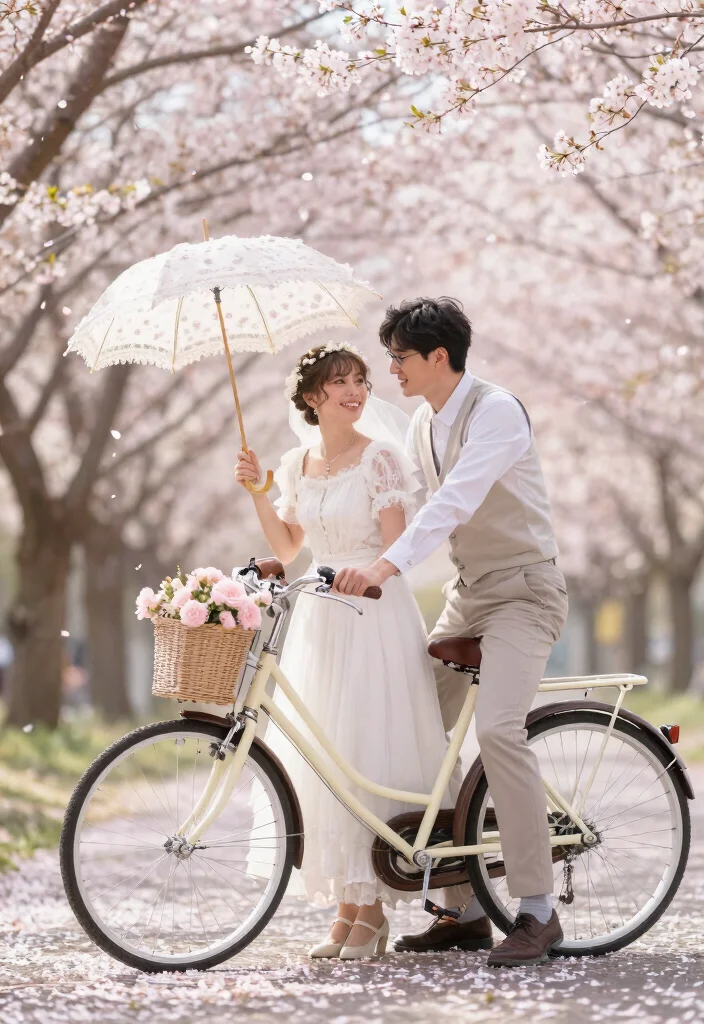 18 Gorgeous Cherry Blossom Wedding Photos That Will Make You Fall in Love Again! - 7. Creative Use of Props 1