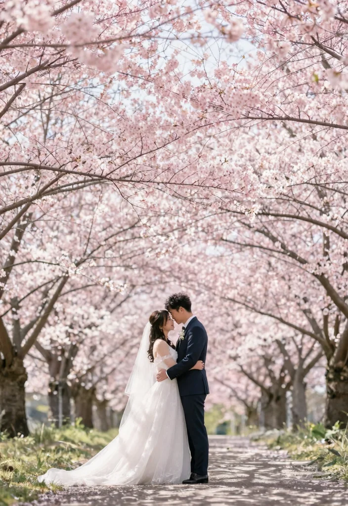 18 Gorgeous Cherry Blossom Wedding Photos That Will Make You Fall in Love Again! - 9. Artistic Angles and Perspectives 1