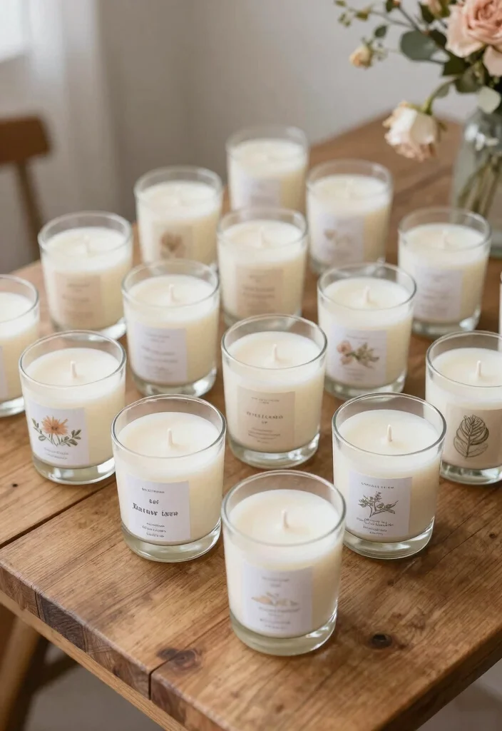 18 Trendy DIY Wedding Favors That Will WOW Your Guests (You’ll Love #3!) - 3. Personalized Candles 1