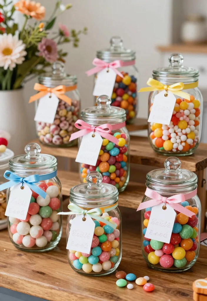 18 Trendy DIY Wedding Favors That Will WOW Your Guests (You’ll Love #3!) - 8. Edible Favors: Candy Jars 1