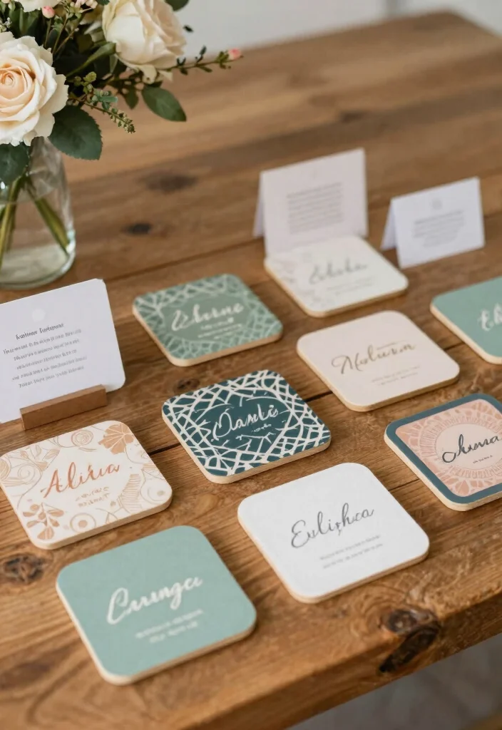 18 Trendy DIY Wedding Favors That Will WOW Your Guests (You’ll Love #3!) - 9. Coasters with Personal Touch 1