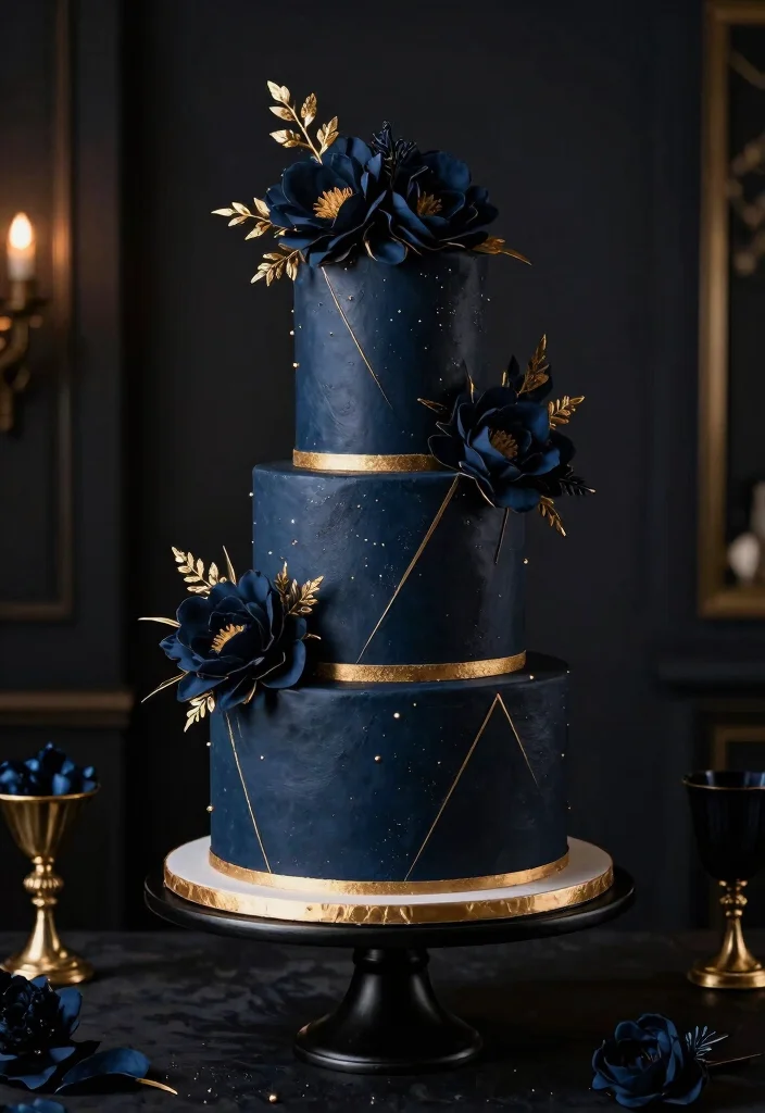 19 Glamorous Wedding Cake Designs That Will Make You Feel Like Royalty - 11. Dark and Dramatic 1