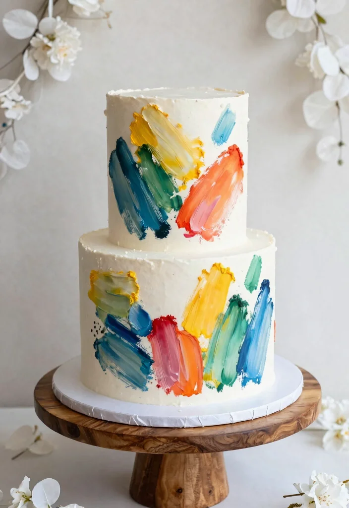 19 Glamorous Wedding Cake Designs That Will Make You Feel Like Royalty - 12. Artistic Brushstroke Cake 1