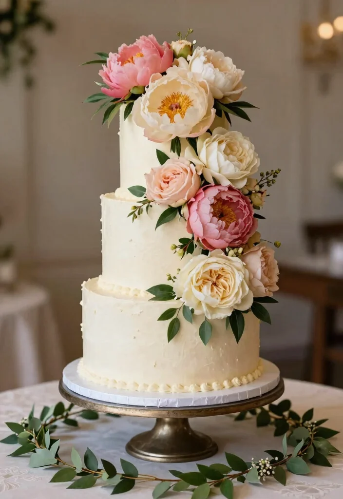 19 Glamorous Wedding Cake Designs That Will Make You Feel Like Royalty - 2. Stunning Floral Cascade 1
