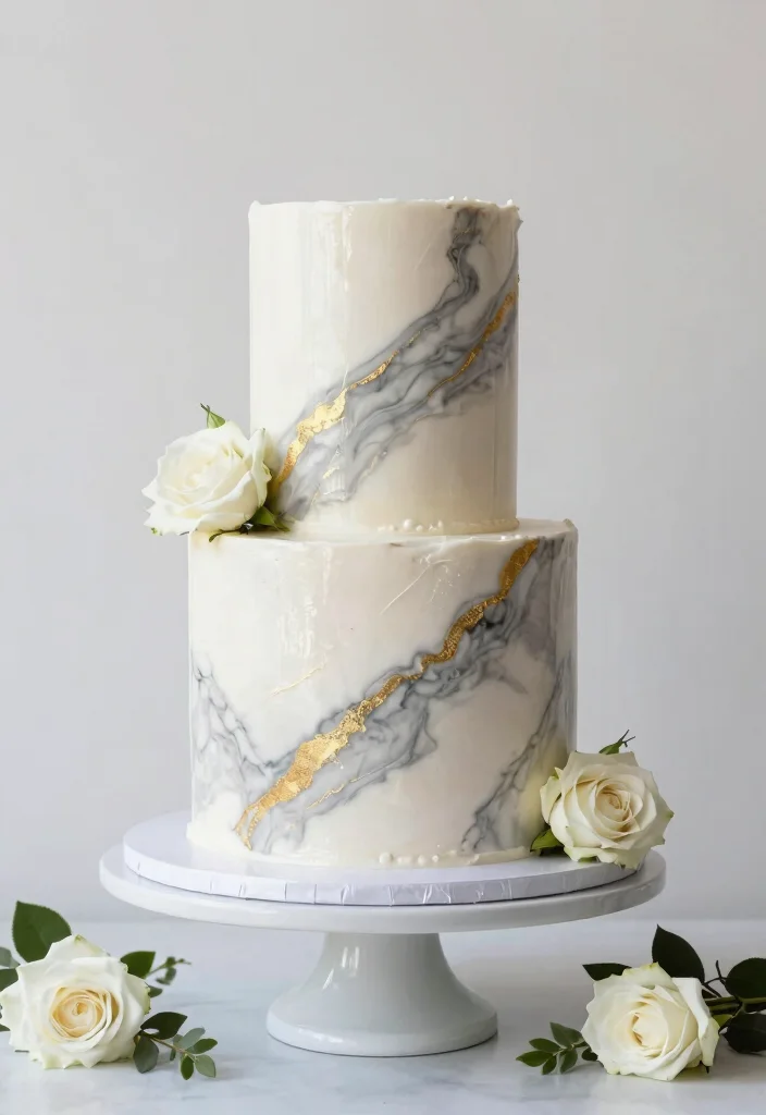 19 Glamorous Wedding Cake Designs That Will Make You Feel Like Royalty - 5. Majestic Marble Effect 1