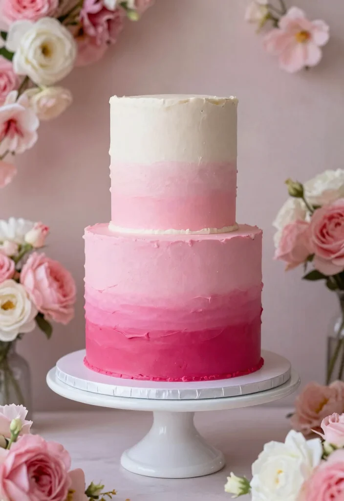 19 Glamorous Wedding Cake Designs That Will Make You Feel Like Royalty - 7. The Ombré Beauty 1