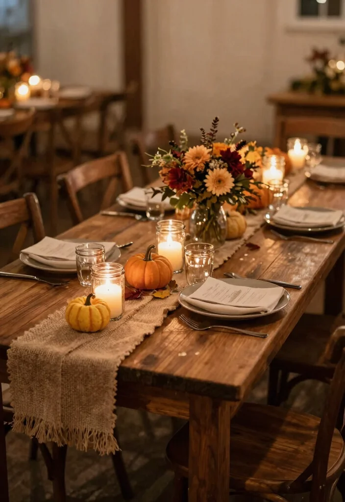 20 Cozy Fall Wedding Reception Ideas That Will Keep Everyone Comfortable (#4 Will Surprise You!) - 1. Rustic Wooden Tables 1