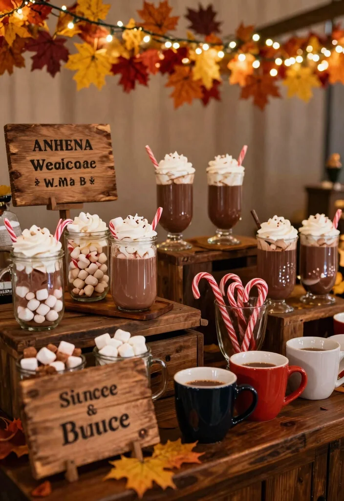 20 Cozy Fall Wedding Reception Ideas That Will Keep Everyone Comfortable (#4 Will Surprise You!) - 4. Surprise Hot Chocolate Bar 1