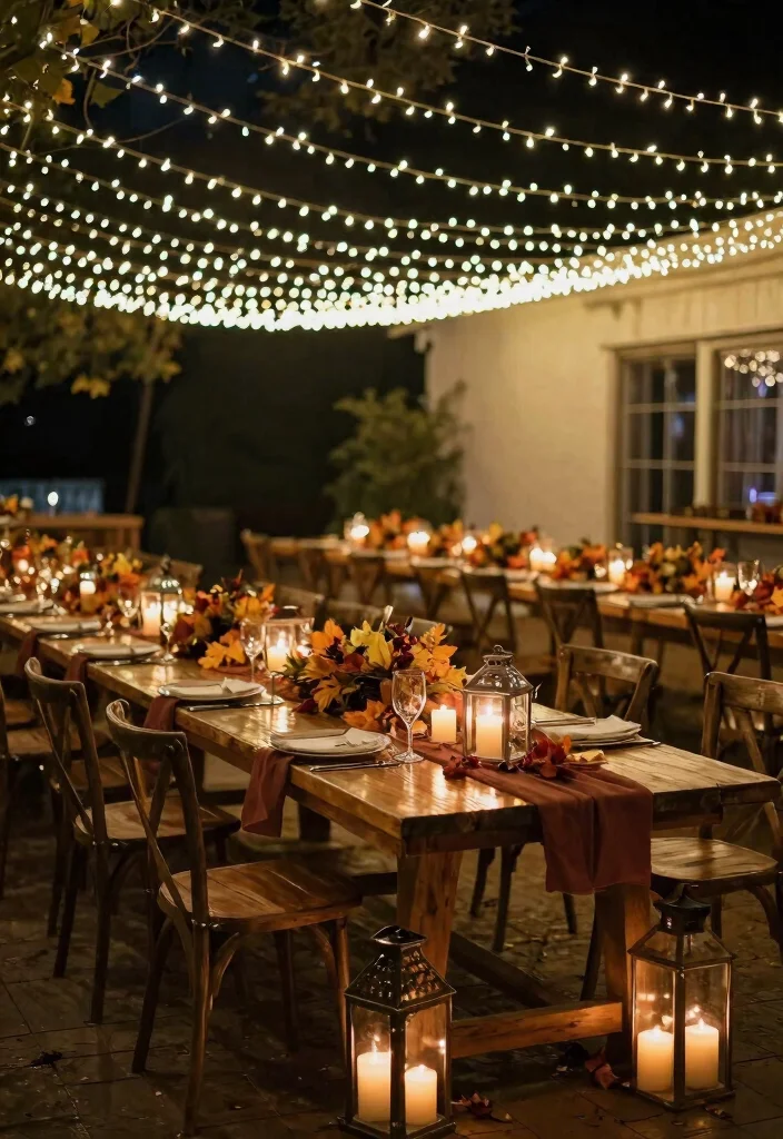 20 Cozy Fall Wedding Reception Ideas That Will Keep Everyone Comfortable (#4 Will Surprise You!) - 9. Fairy Lights for Magical Ambiance 1