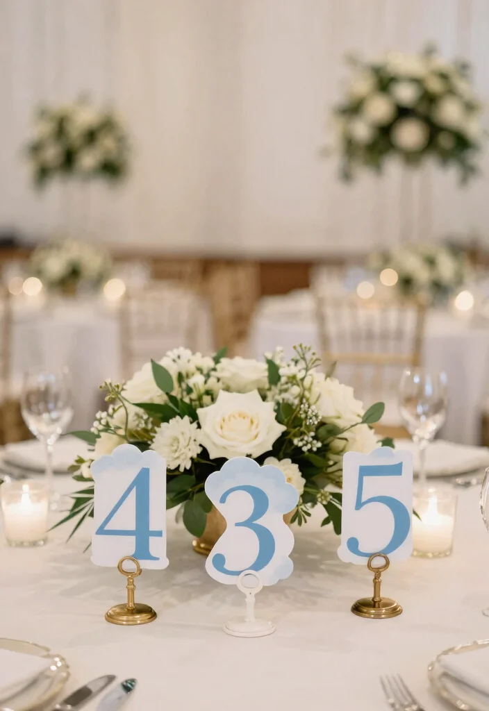 20 Creative Cloud Dancer Decor Ideas to Transform Your 2026 Wedding Venue! - 12. Decorative Table Numbers 1
