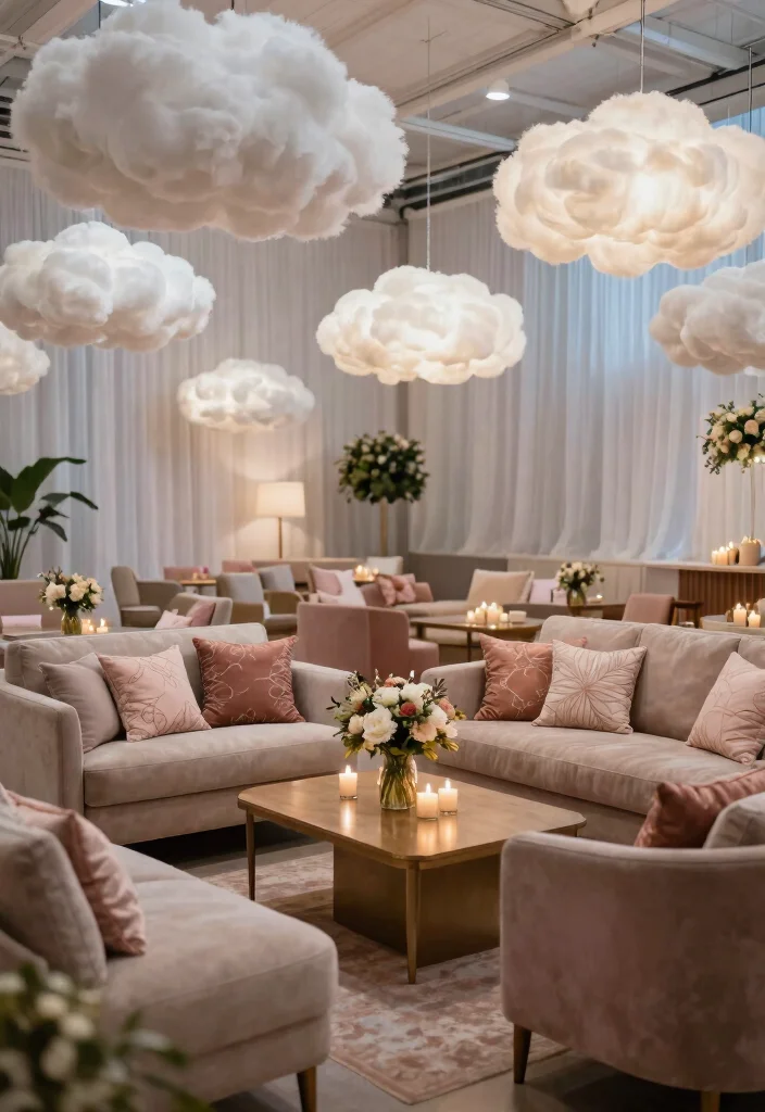 20 Creative Cloud Dancer Decor Ideas to Transform Your 2026 Wedding Venue! - 15. Romantic Lounge Areas 1