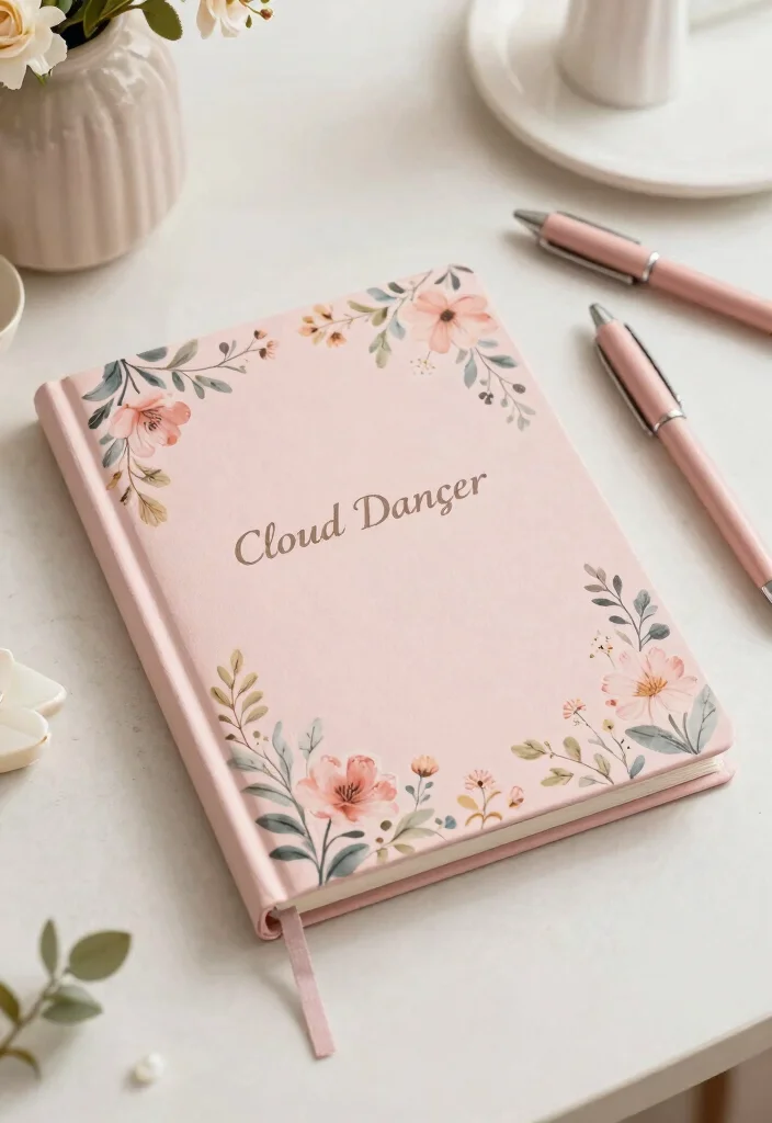 20 Creative Cloud Dancer Decor Ideas to Transform Your 2026 Wedding Venue! - 19. Cloud Dancer Themed Guest Book 1