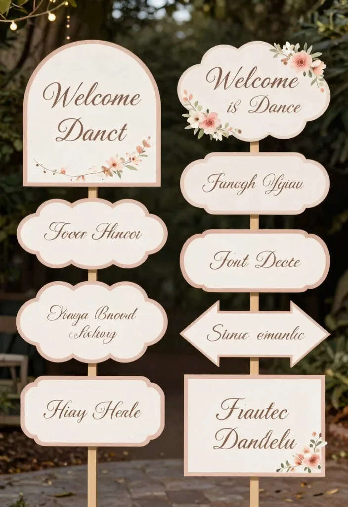 20 Creative Cloud Dancer Decor Ideas to Transform Your 2026 Wedding Venue! - 9. Charming Signage 1