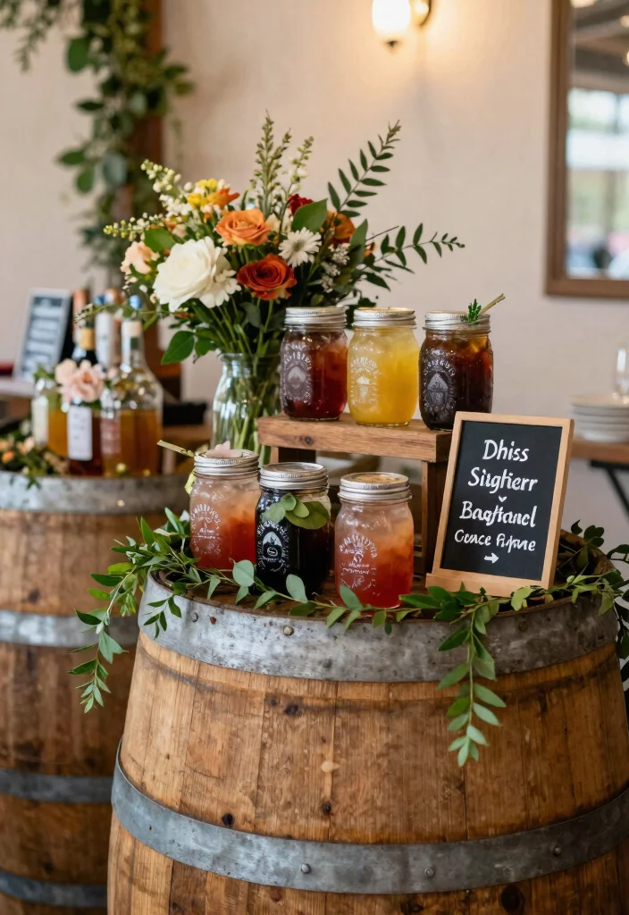 20 Elegant Rustic Wedding Decor Tips for a Cozy Celebration! - 16. Themed Cocktail Station 1