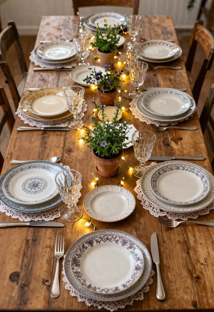 20 Elegant Rustic Wedding Decor Tips for a Cozy Celebration! - 4. Vintage Tableware for Charming Detail 1