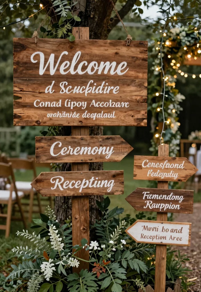 20 Elegant Rustic Wedding Decor Tips for a Cozy Celebration! - 5. Charming Signage 1