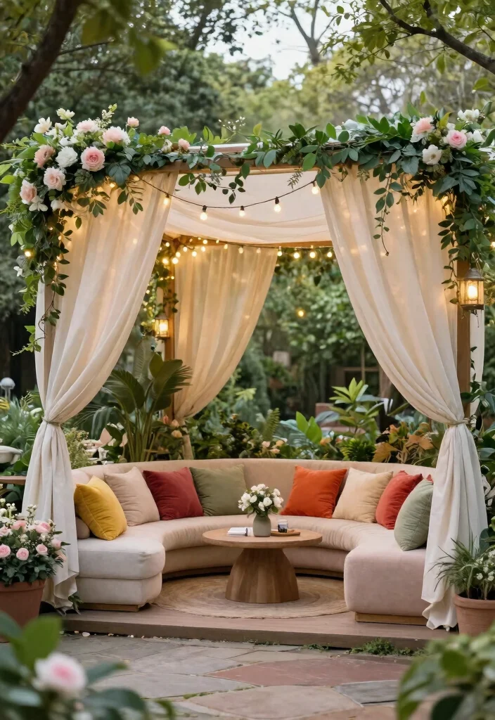 20 Enchanting Outdoor Wedding Ideas for a Dreamy Spring Celebration (You’ll Love #14!) - 14. Dreamy Canopy Lounge 1