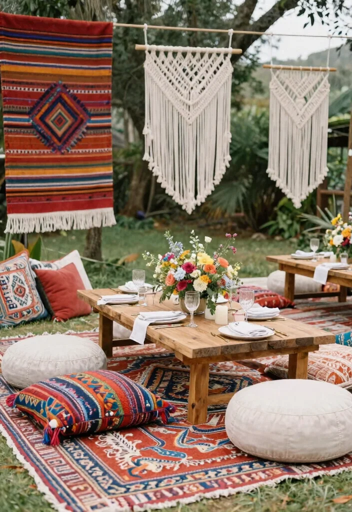 20 Enchanting Outdoor Wedding Ideas for a Dreamy Spring Celebration (You’ll Love #14!) - 16. Boho-Chic Decor 1