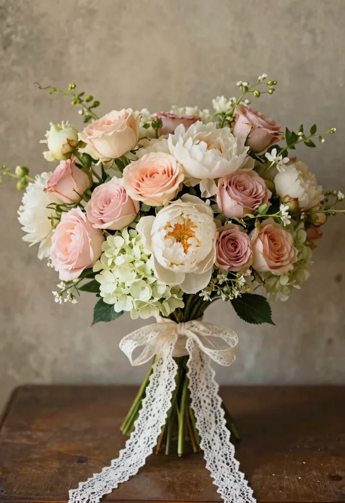 20 Stunning Summer Wedding Bouquets That Will Leave You Breathless! - 10. Vintage Charm with Lace 1