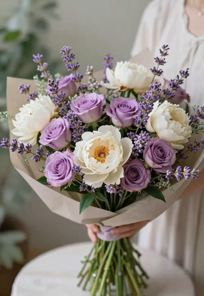 20 Stunning Summer Wedding Bouquets That Will Leave You Breathless! - 13. Soft Lavender and Cream 1
