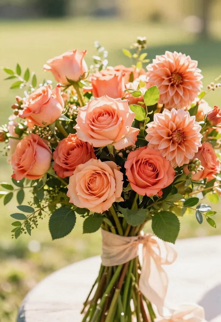 20 Stunning Summer Wedding Bouquets That Will Leave You Breathless! - 18. Coral and Peach Bliss 1