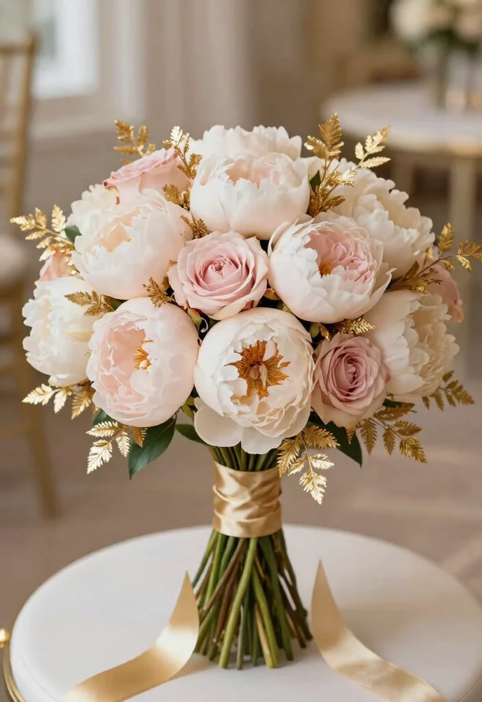 20 Stunning Summer Wedding Bouquets That Will Leave You Breathless! - 7. Blush and Gold Glamour 1