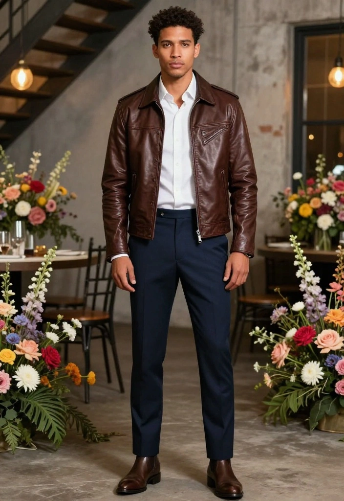 21 Modern Groom's Attire Styles That Redefine Wedding Fashion (Don’t Miss #5!) - 15. Edgy Leather Jacket 1