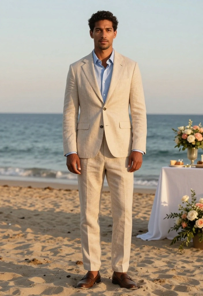 21 Modern Groom's Attire Styles That Redefine Wedding Fashion (Don’t Miss #5!) - 2. Light Linen Suit 1