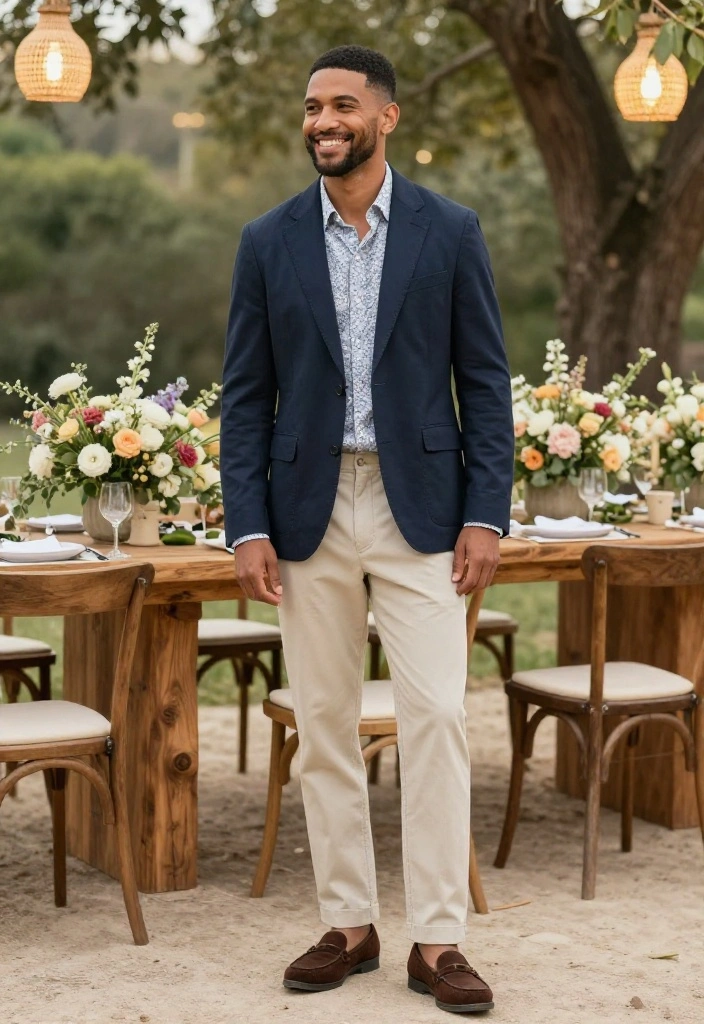 21 Modern Groom's Attire Styles That Redefine Wedding Fashion (Don’t Miss #5!) - 4. Casual Chinos and Blazer 1