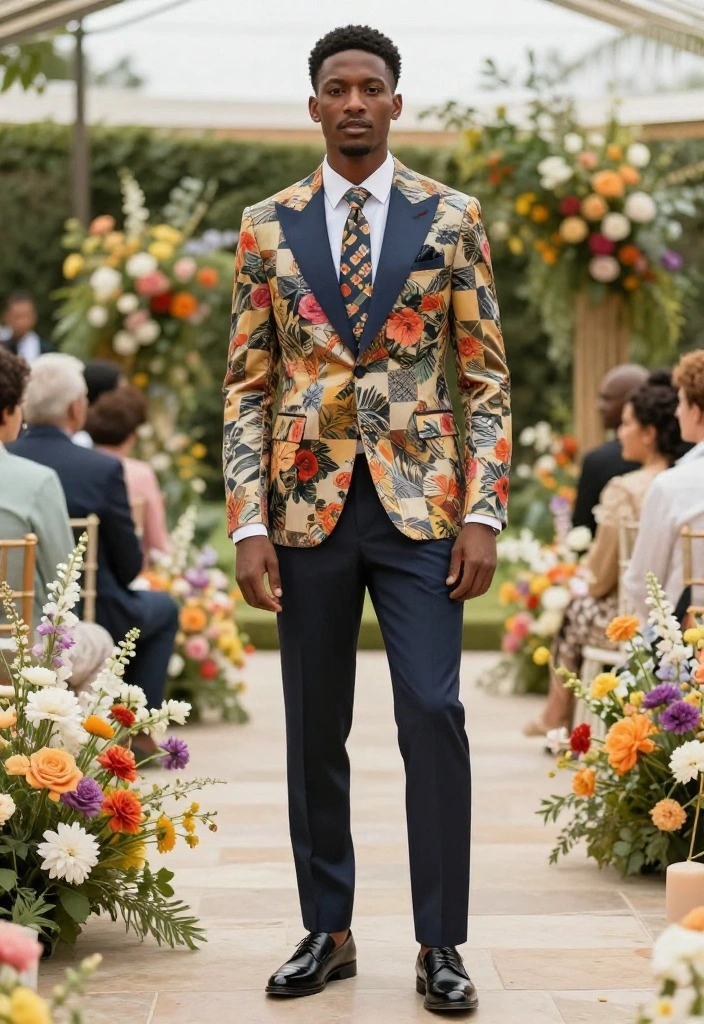 21 Modern Groom's Attire Styles That Redefine Wedding Fashion (Don’t Miss #5!) - 5. Bold Patterned Suit 1