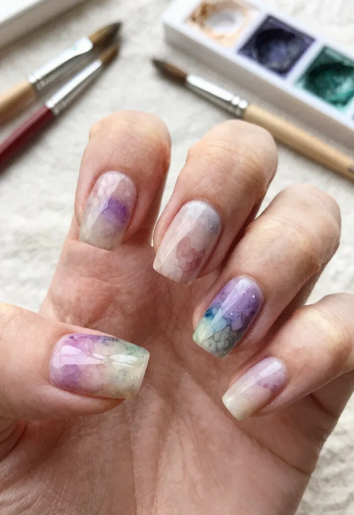 21 Stunning Wedding Nail Art Ideas That Will Make You Say 'I Do!' - 10. Watercolor Effects 1