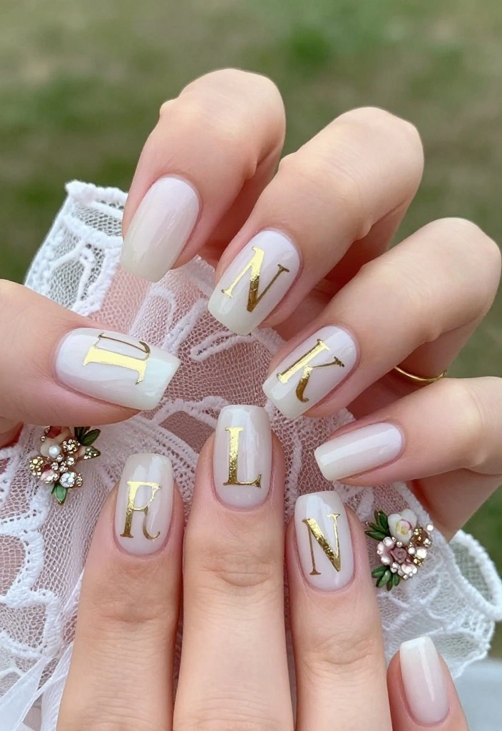 21 Stunning Wedding Nail Art Ideas That Will Make You Say 'I Do!' - 16. Personalized Initials 1