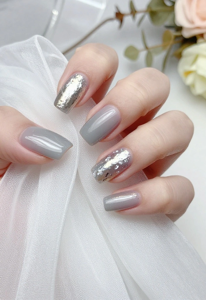 21 Stunning Wedding Nail Art Ideas That Will Make You Say 'I Do!' - 17. Metallic Foil 1