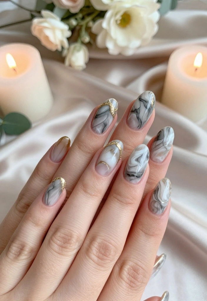 21 Stunning Wedding Nail Art Ideas That Will Make You Say 'I Do!' - 19. Marbled Effect 1