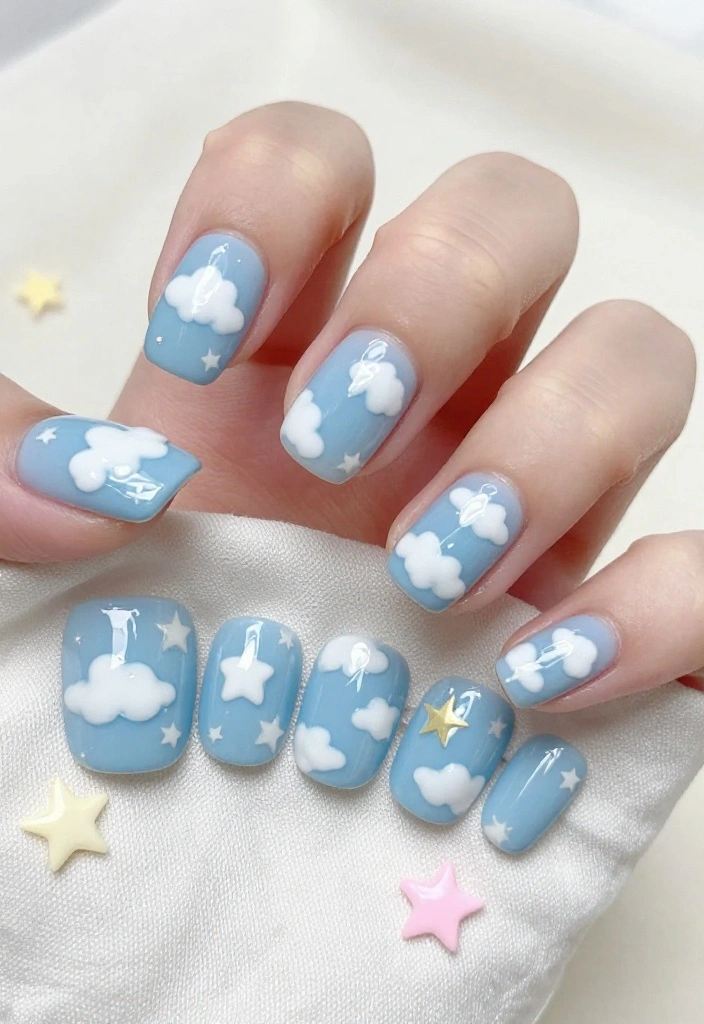 21 Stunning Wedding Nail Art Ideas That Will Make You Say 'I Do!' - 21. Dreamy Cloud Nails 1