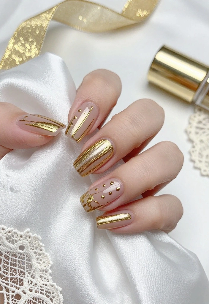 21 Stunning Wedding Nail Art Ideas That Will Make You Say 'I Do!' - 3. Glimmering Gold Accents 1