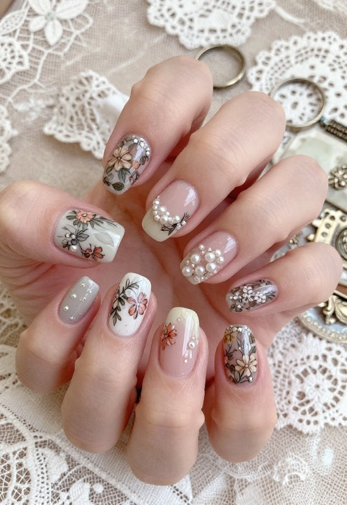 21 Stunning Wedding Nail Art Ideas That Will Make You Say 'I Do!' - 9. Vintage-Inspired Designs 1