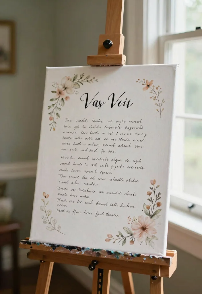 21 Unique Wedding DIY Gift Ideas That'll Leave the Bride in Tears (You Won't Believe #10!) - 7. Personalized Wedding Vows Canvas 1