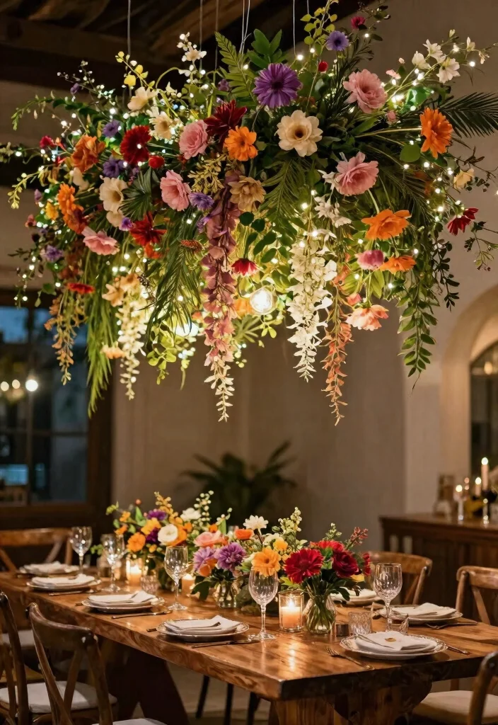 22 Bohemian Wedding Decor Ideas That Embrace Your Free Spirit - 20. Hanging Floral Installations 1