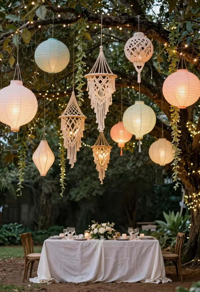 22 Bohemian Wedding Decor Ideas That Embrace Your Free Spirit - 3. Whimsical Hanging Decor 1
