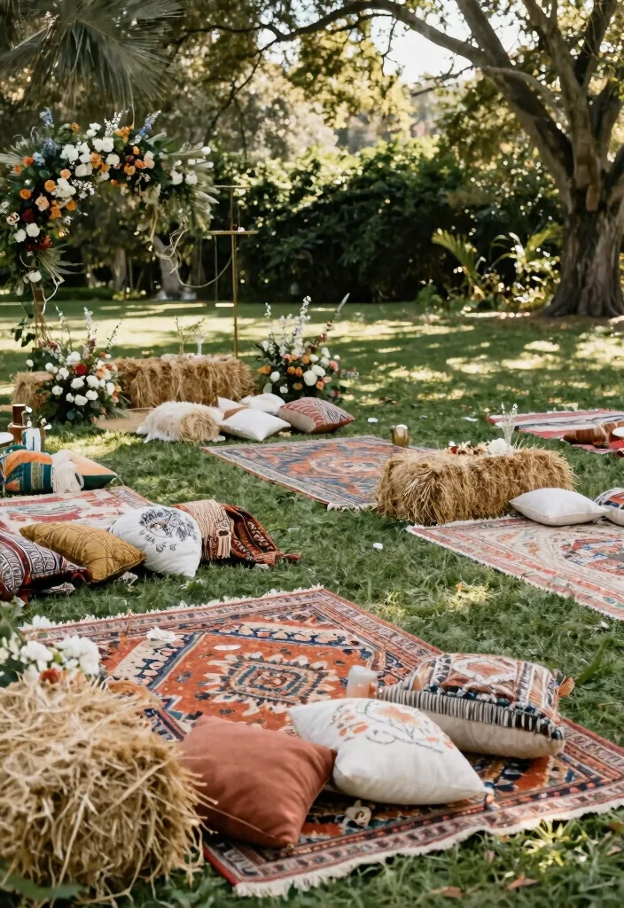 22 Bohemian Wedding Decor Ideas That Embrace Your Free Spirit - 8. Unique Ceremony Seating 1