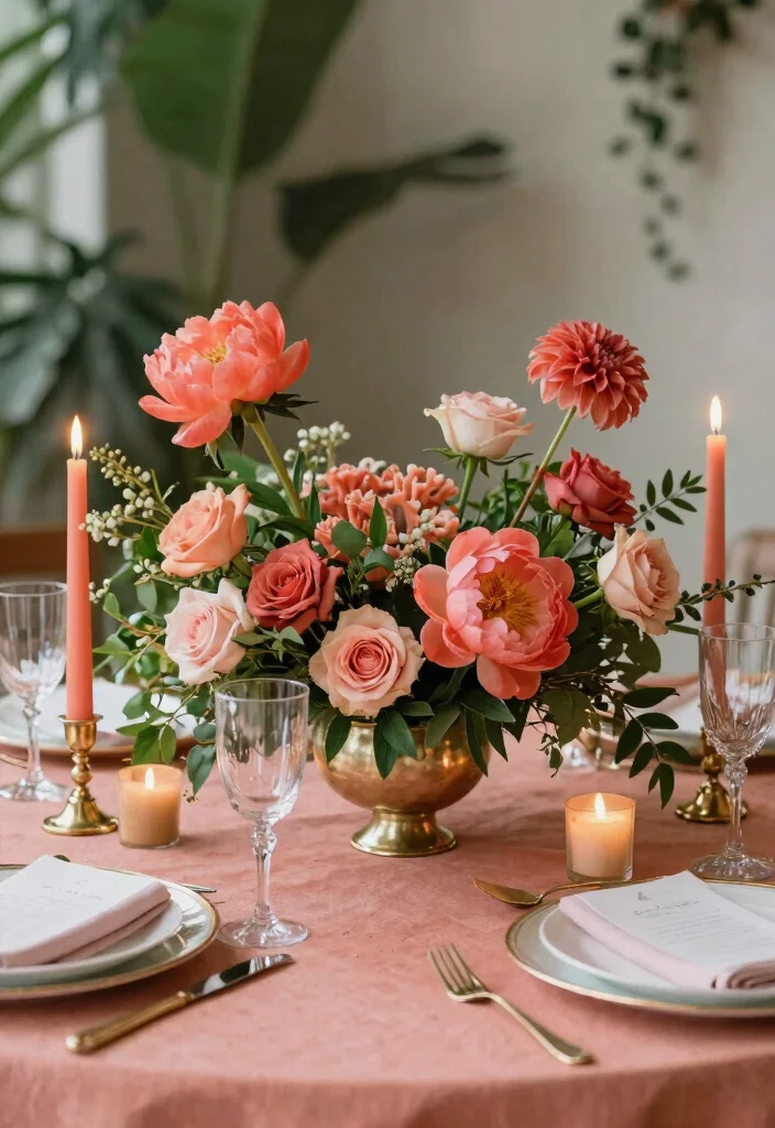 25 Stunning Coral Wedding Accents That Will Make Your Day Unforgettable! - 1. Coral Floral Centerpieces 1