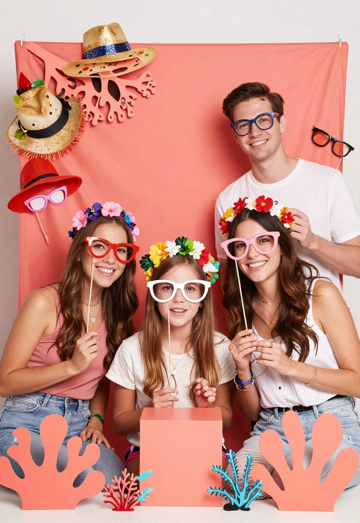 25 Stunning Coral Wedding Accents That Will Make Your Day Unforgettable! - 13. Coral Photo Booth Props 1