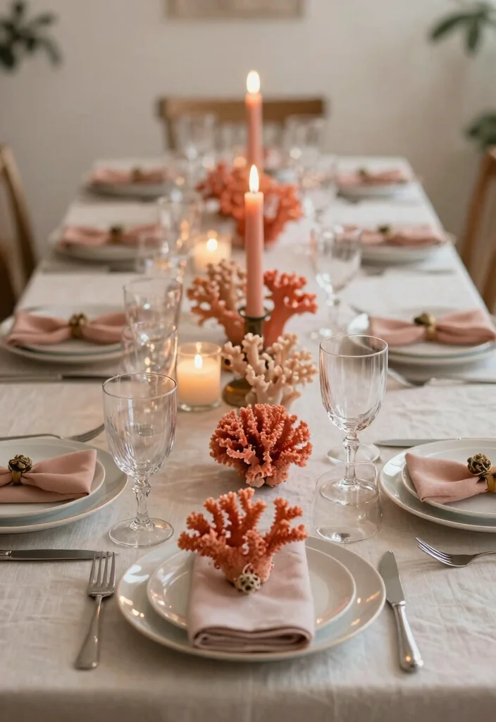 25 Stunning Coral Wedding Accents That Will Make Your Day Unforgettable! - 15. Coral Table Settings 1