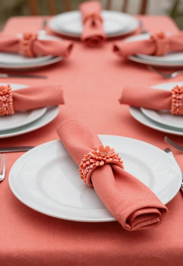 25 Stunning Coral Wedding Accents That Will Make Your Day Unforgettable! - 2. Coral Napkin Rings 1